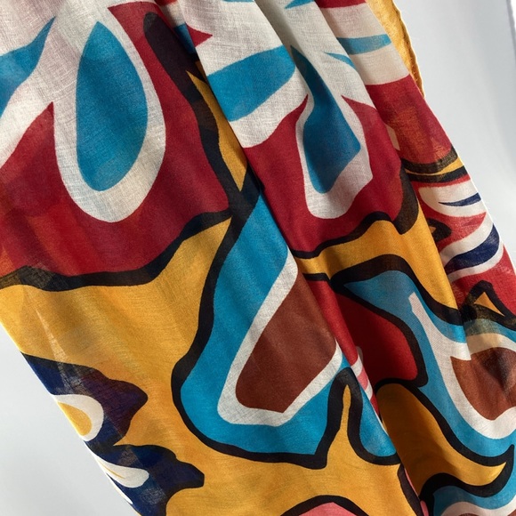 NWT Joy Susan Abstract 90's Print Spring Scarf 74 x 36 - Picture 3 of 6